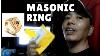 Masonic Ring Freemason Af & Am Silver 925 Black Enamel, 24k-gold-plated Parts